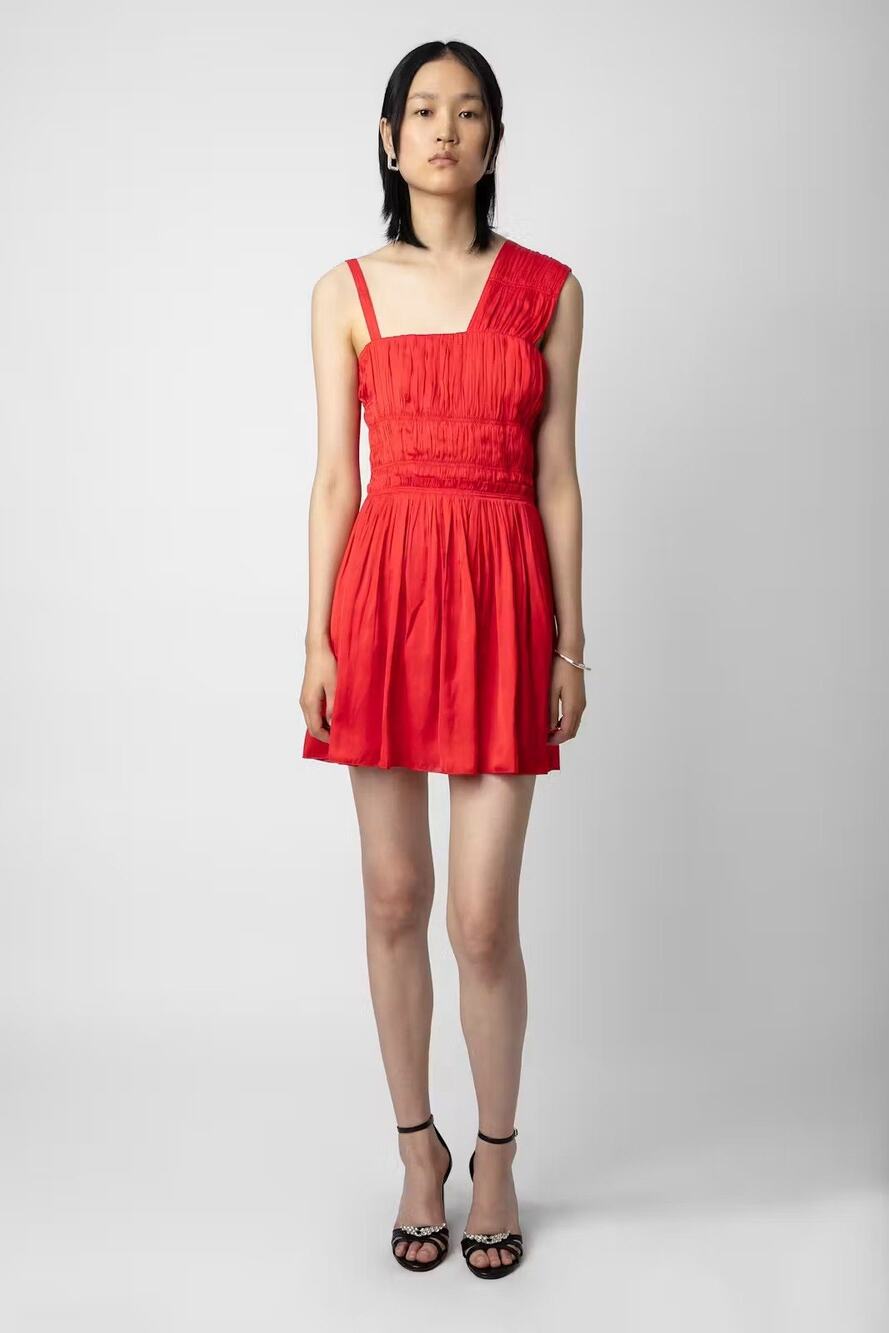 New Zadig & Voltaire Womens Roselie Satin Red Dress Small